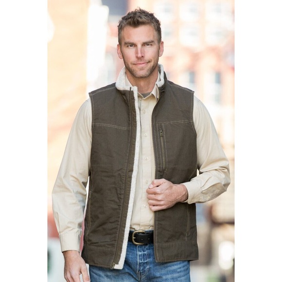 Kuhl Other - Kuhl Burr Lined Vest Canvas Berber Fleece Trim Vintage Patina Dye Men's Size XL